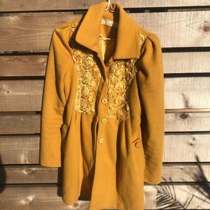 Mustard Yellow A’reve Floral Peacoat